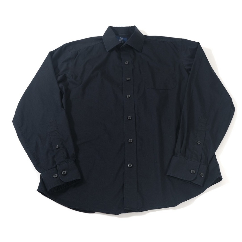 George Dress Shirt Mens S Black Classic Fit Long Sleeve Stretch Button Down